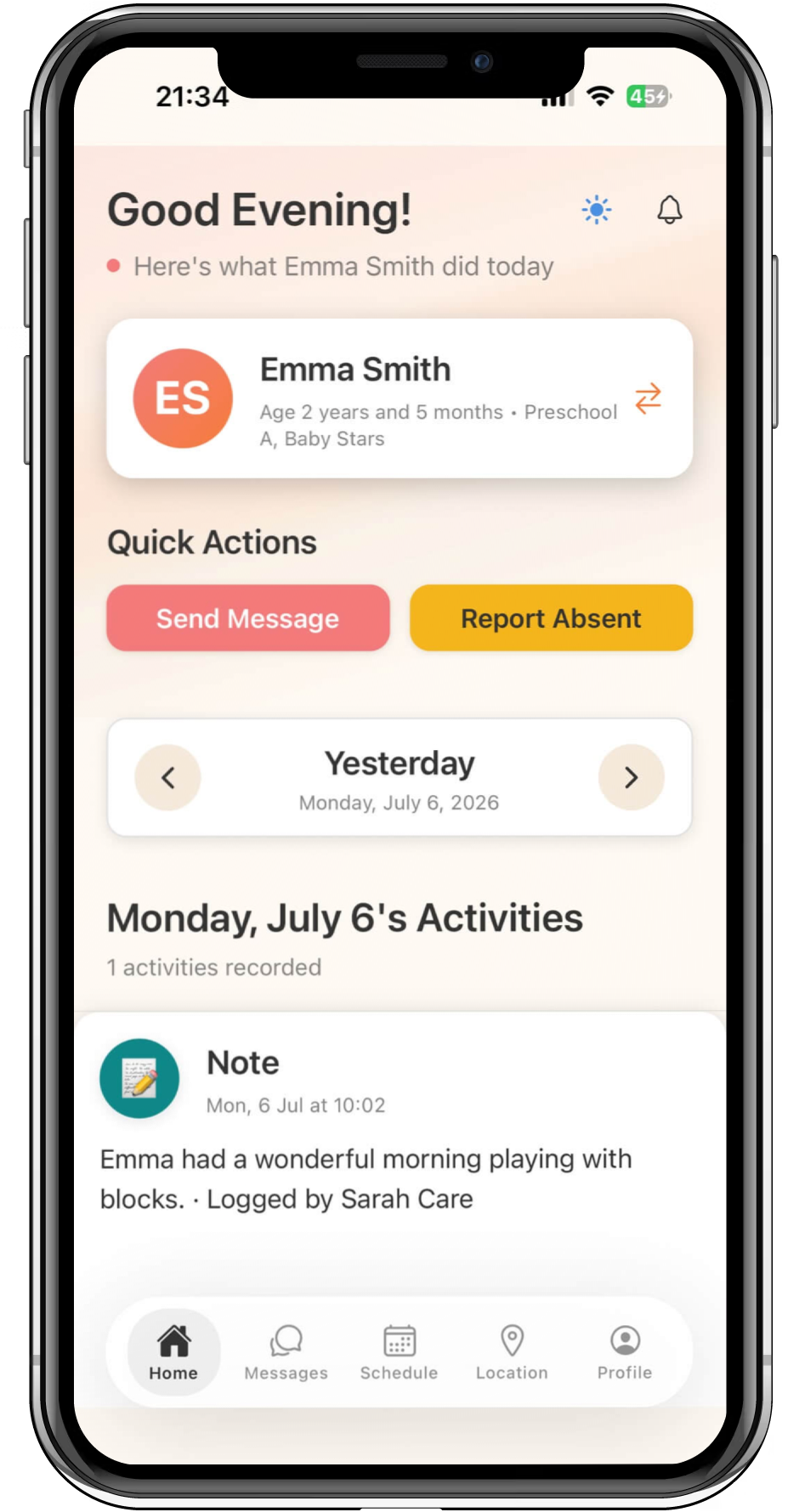 Crece Cumi ouder-app met dagrapport op iPhone
